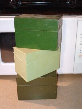 Set of 3 Vintage Metal Recipe Boxes